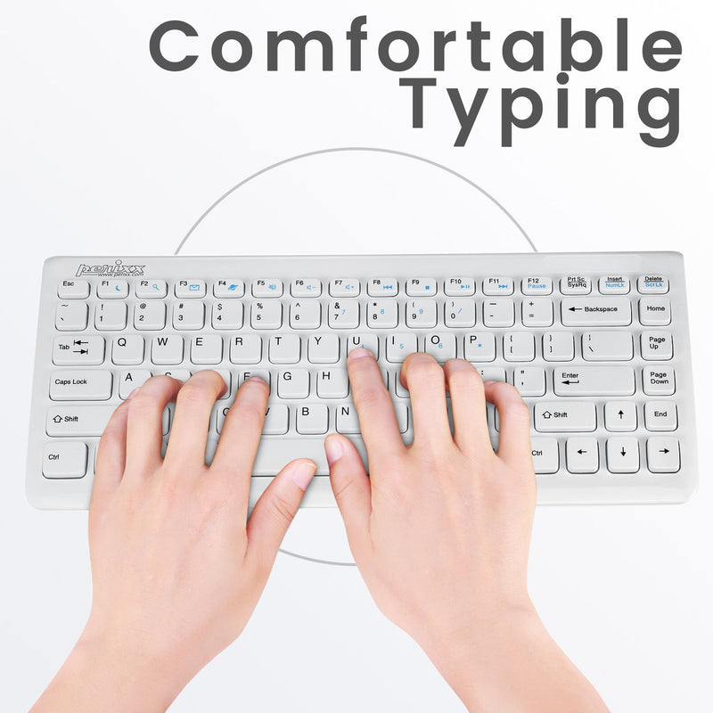 PERIDUO-707 W PLUS - Wireless White Mini Combo (75% keyboard). Comfortable typing for smaller hands.