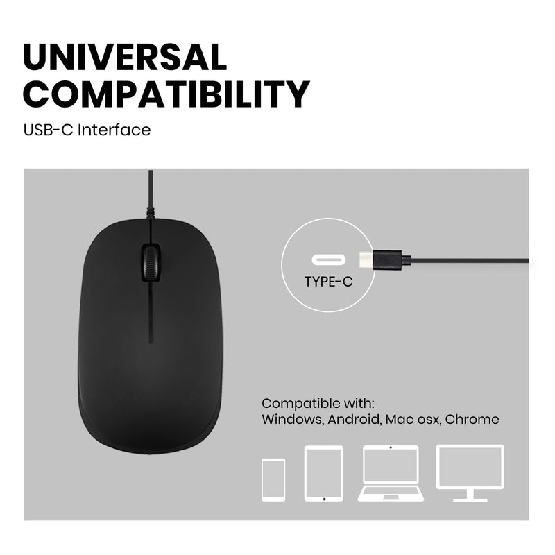 PERIMICE-201 C - Wired Mouse ONLY for USB-C. Compatible with WIndows, Android, macOS X, Chrome