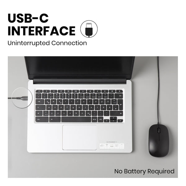 PERIMICE-201 C - Wired Mouse ONLY for USB-C interface. No battery required.