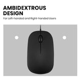 PERIMICE-201 C - Wired Mouse ONLY for USB-C. Ambidextrous design for both left-handed and right-handed users