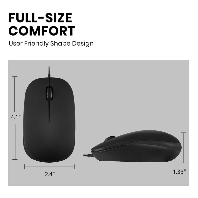PERIMICE-201 C - Wired Mouse ONLY for USB-C in full-size comfort, user friendly shape design.