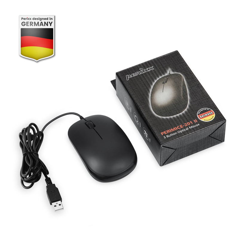 PERIMICE-201 U - Wired USB Mouse with package. Easy plug and play with no driver required.