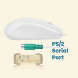 PERIMICE-209 W P - Wired White PS/2 Mouse. ONLY for PS/2 serial port.