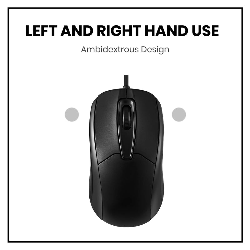 PERIMICE-209 U - Wired USB Mouse in ambidextrous design for both left-handed and right-handed users