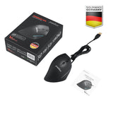PERIMICE-508 - Wired Ergonomic Vertical Mouse with Programmable Buttons: Package and user manual.