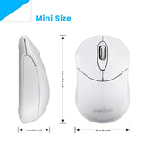 PERIMICE-802 W - Bluetooth White Mini Mouse 1000 DPI. Mini portable size of 3.8 x 2.4 x 1.3 inchs (9.8 x 6.1 x 3.4 cm)
