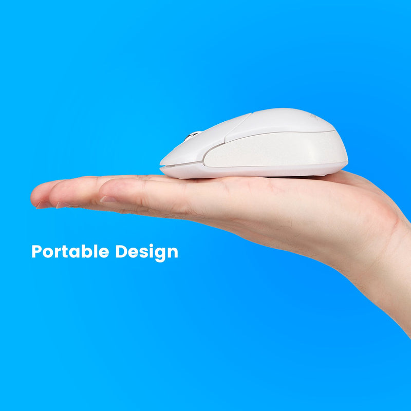 PERIMICE-802 W - Bluetooth White Mini Mouse 1000 DPI. Portable mini design.
