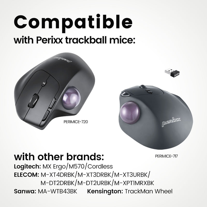 PERIPRO-303 GLV- Glossy Lavender 34mm Trackball. Wide compatibility with products from Perixx and also other brands.