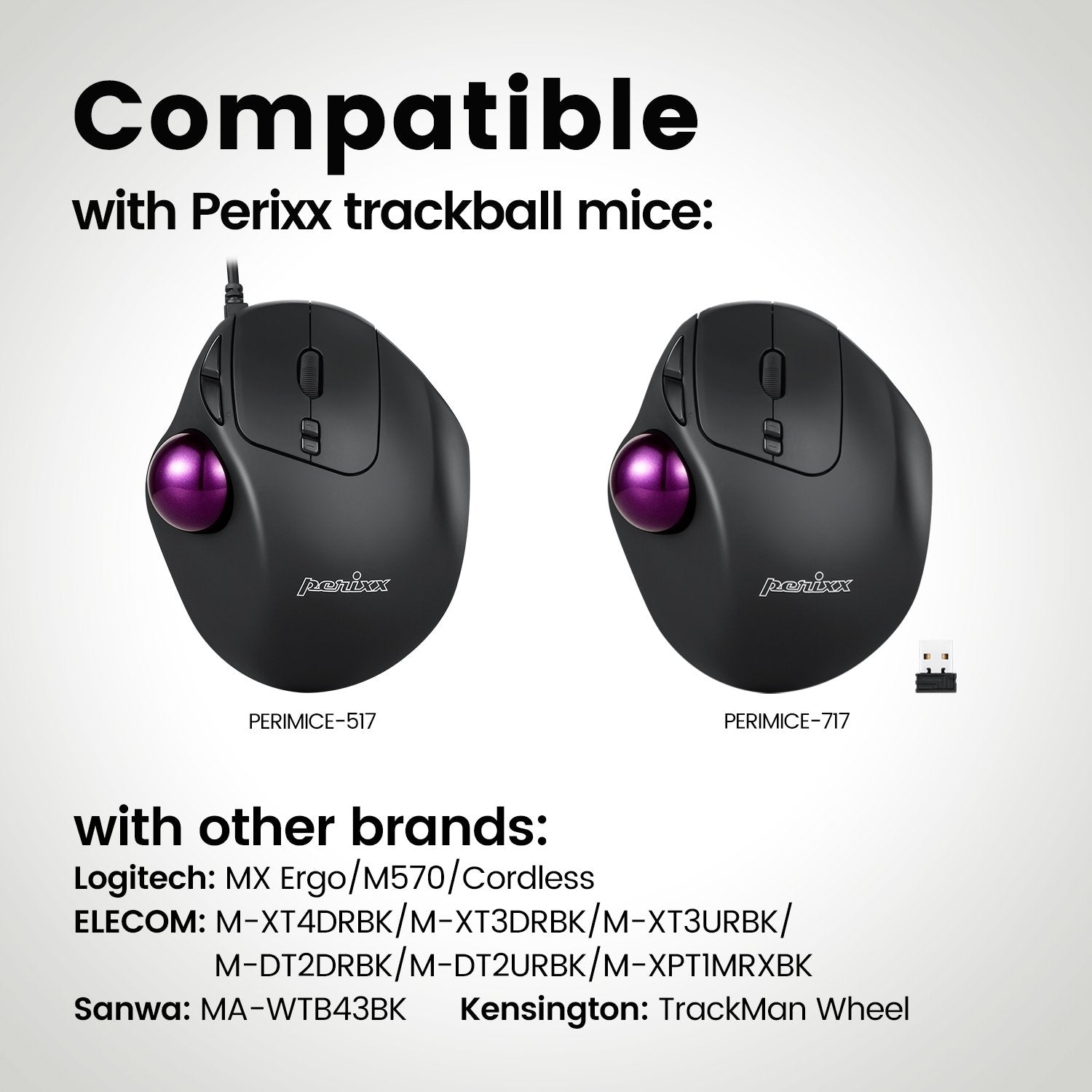 PERIPRO-303X4A -1.34 Inch Trackball Pack (Red, Purple, Pink 