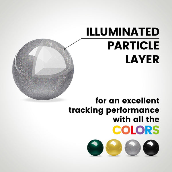 PERIPRO-303 X4B - Glossy 34mm Trackball Pack (Black, Silver, Green, and Yellow). Illuminated partible layer for an excellent tracking performance with all the colors.