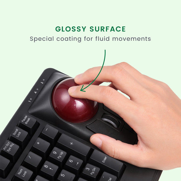 PERIPRO-304 GLR- Glossy Red 55 mm Trackball. Glossy surface of special coating for fluid movements.