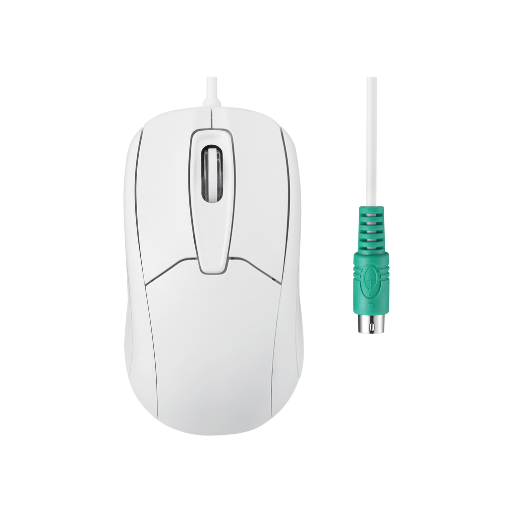 PERIMICE-209 WP - Wired PS/2 Mouse with Scroll Wheel and 1000 DPI in White