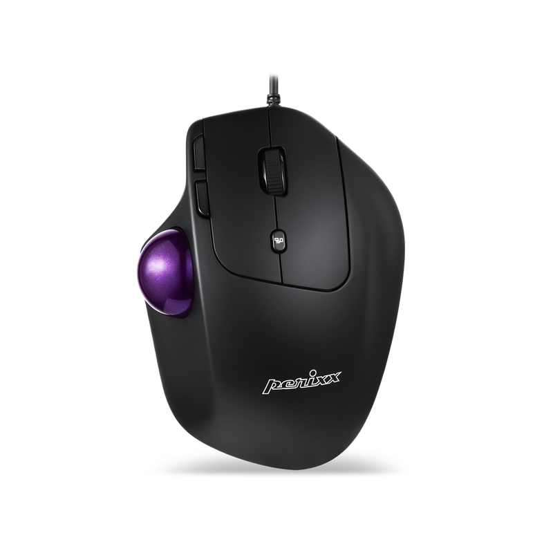 PERIMICE-520 - Wired Ergonomic Vertical Trackball Mouse Adjustable Angle Programmable Buttons