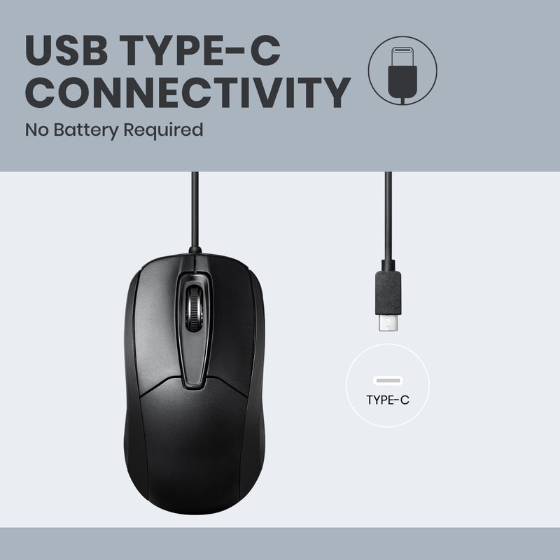 PERIMICE-209 - Wired Mouse for USB Type-C. No bettery required.