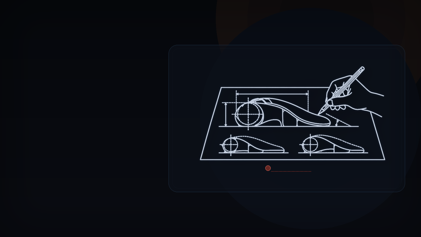 Dark blueprint-style concept artwork for the 3D-printing expansion dock of PERIMICE-822